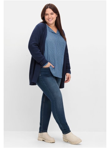 sheego Bluse in tiefblau gemustert