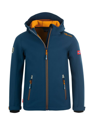 Trollkids Softshelljacke "Trollfjord" in Mystikblau/Gelb