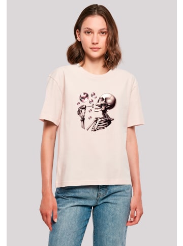 F4NT4STIC Tee Niedliches Goth Skelett Herz Seifenblasen in pink