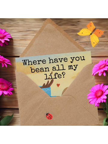 Mr. & Mrs. Panda Einladungskarte Kaffee Bohne Design mit Spruch in Weiß