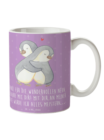 Mr. & Mrs. Panda Mug 9. Hochzeitstag Keramikhochzeit mit Spruch in Lavendeltraum