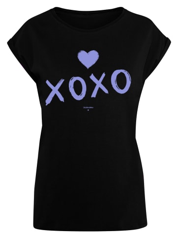 F4NT4STIC Extended Shoulder T-Shirt Valentinstag xoxo Herz in schwarz