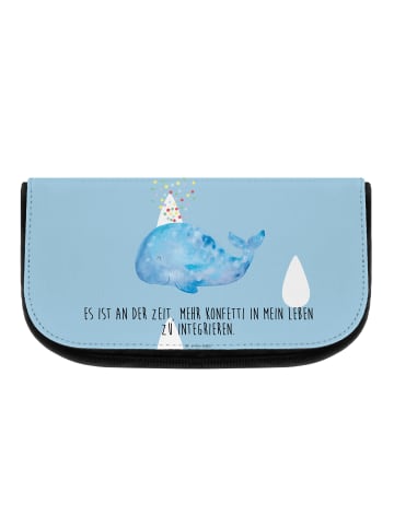 Mr. & Mrs. Panda Schminktasche Wal Konfetti mit Spruch in Blau Pastell