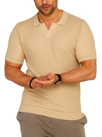 SOUL STAR Poloshirt - S2VALKA Basic Kurzarm Knit Polo Hemd Strick in Camel