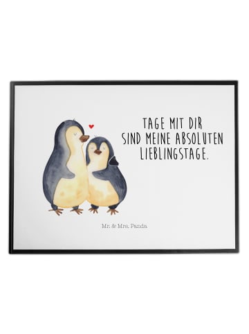 Mr. & Mrs. Panda Schreibtischunterlage Pinguin umarmen mit Spruch in Weiß