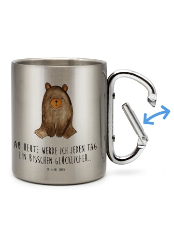Mr. & Mrs. Panda Kaffeebecher Bär sitzend mit Spruch in Silber