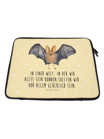 Mr. & Mrs. Panda Laptop Tasche Fledermaus Flügel mit Spruch in Gelb Pastell