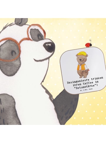 Mr. & Mrs. Panda Glas-Untersetzer Bauingenieur Kaffee mit Spruch in Weiß