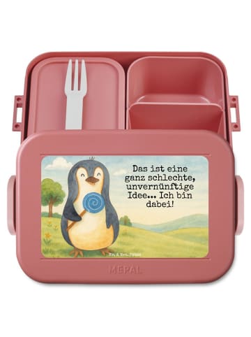 Mr. & Mrs. Panda Lunchbox Pinguin Lolli Design mit Spruch in Rot Pastell