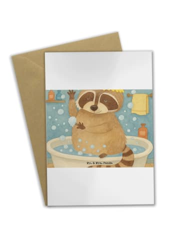 Mr. & Mrs. Panda Glückwunschkarte Waschbär Design ohne Spruch in Weiß