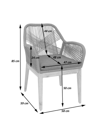 MCW 2er-Set Gartenstuhl H56b, Grau Kissen anthrazit