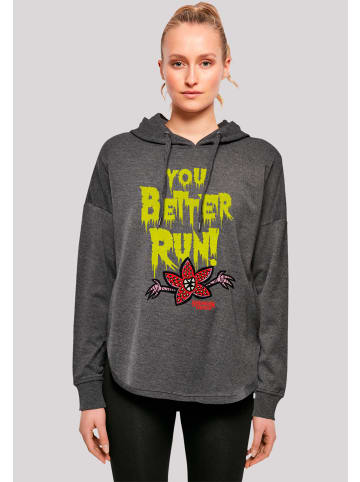 F4NT4STIC Oversized Hoodie Stranger Things You Better Run Netflix TV Series in charcoal