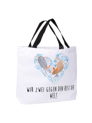 Mr. & Mrs. Panda Shopping Bag Mäuse Herz mit Spruch in Weiß