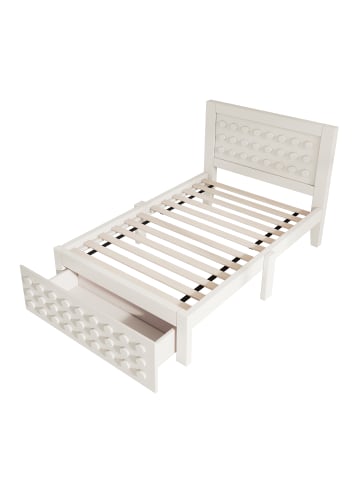 ABRIHOME Kinderbett in Weiß 90x200 cm mit Schubladen und Stauraum ohne Matratze