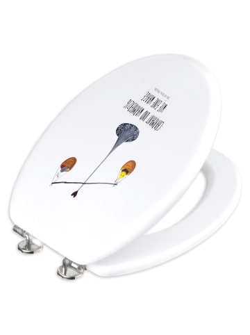 Mr. & Mrs. Panda WC Deckel Sternzeichen Waage mit Spruch in Weiß