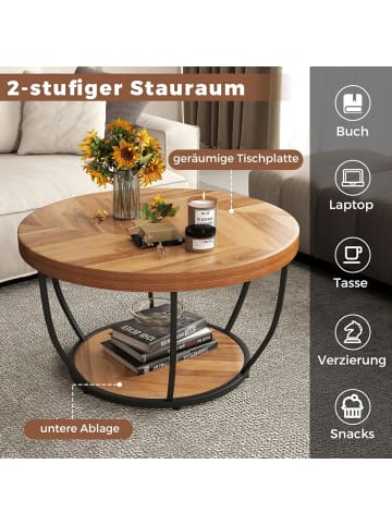 COSTWAY Couchtisch rund 80 x 45 cm in Hellbraun