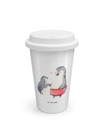 Mr. & Mrs. Panda Thermobecher Pinguin mit Kind ohne Spruch in Weiß