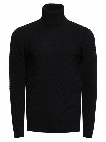 Rusty Neal Feinstrick mit V-Muster Rollkragen-Pullover in Schwarz