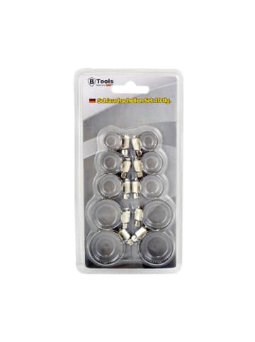 COFI 1453 Schlauchschellen Set 10 tlg Schlauchklemmen Metall verstellbar in Silber