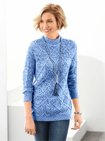 Sieh an! Stehkragenpullover in blau-meliert