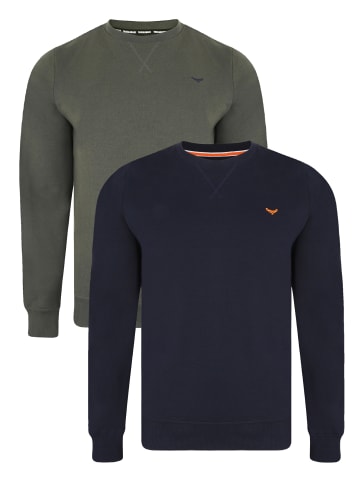 Threadbare Pullover THB Fleece Crew Satsuma 2PK in Navy / Khaki