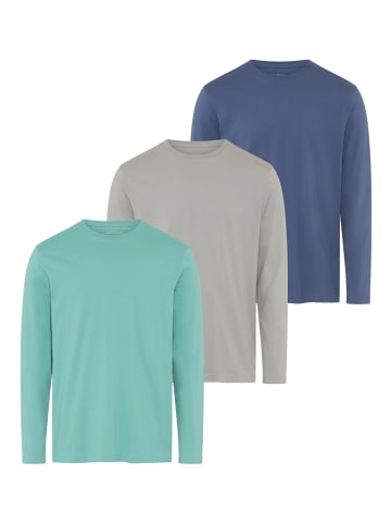 Langarmshirt in grün, grau, blau