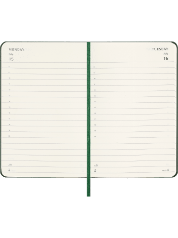 Moleskine 12 Monate Tageskalender 2024, Fester Einband in Myrtengrün
