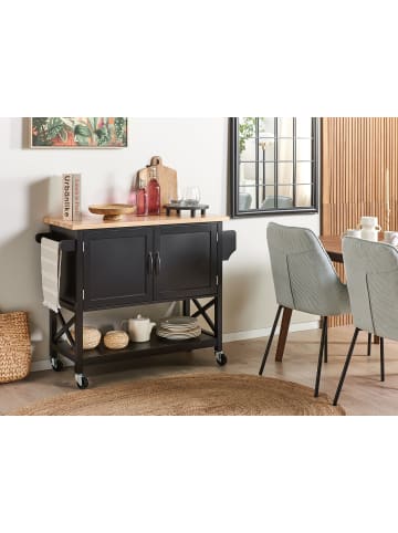 Beliani Servierwagen MELE in Schwarz/Braun - (W) 102 x (H) 90 x (L) 44 cm