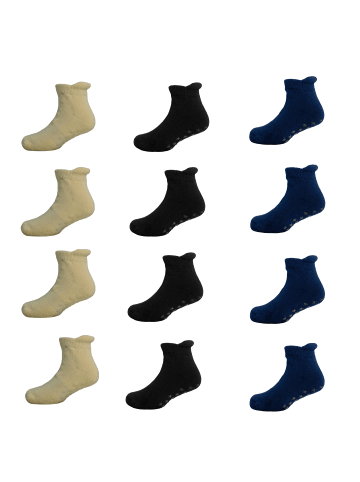 Yalion 12er-Set Yalion Baby Kurzsocken mit Stern-Stoppern – weich & rutschfest, bunt