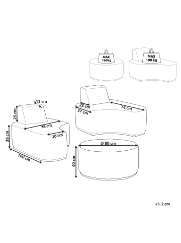 Beliani 3-tlg Sitzgruppe FABRO in Grau