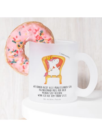 Mr. & Mrs. Panda Teeglas Einhorn König mit Spruch in Transparent