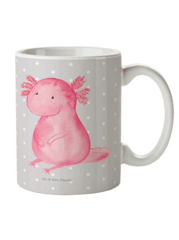 Mr. & Mrs. Panda Bedruckte Tasse Axolotl Niedlich ohne Spruch in Grau Pastell