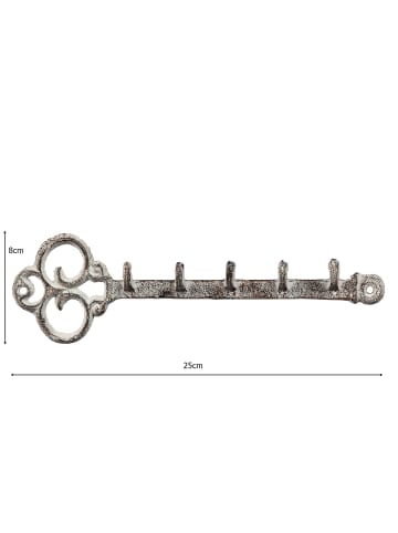 Ambiente Haus Hakenleiste aus Gusseisen - Schlüssel in Antikweiß / Braun