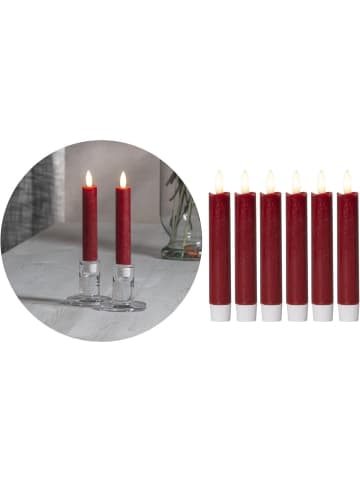 Novaliv Novaliv Stabkerzen LED mit Timer ROT 6 Stück Indoor 6 Stunden ECHTWACH in Rot