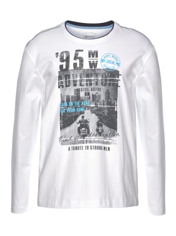 Man's World Langarmshirt in weiß-schwarz