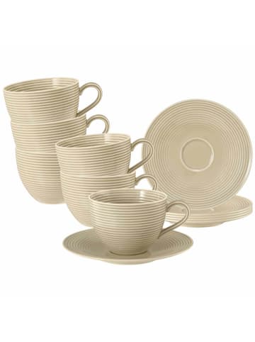 Seltmann Weiden 6er Set Milchkaffeetassen mit Untertassen Beat Color Glaze 350 ml in Sandbeige