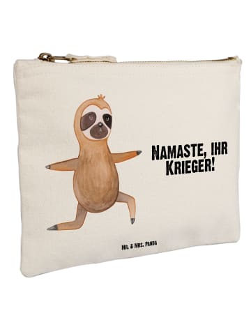 Mr. & Mrs. Panda Schminktasche Faultier Yoga mit Spruch in Weiß