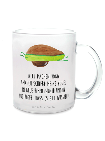 Mr. & Mrs. Panda Teeglas Avocado Yoga mit Spruch in Transparent