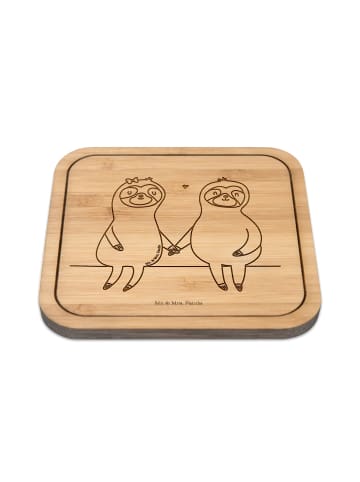 Mr. & Mrs. Panda Glasuntersetzer Faultier Pärchen ohne Spruch in Transparent