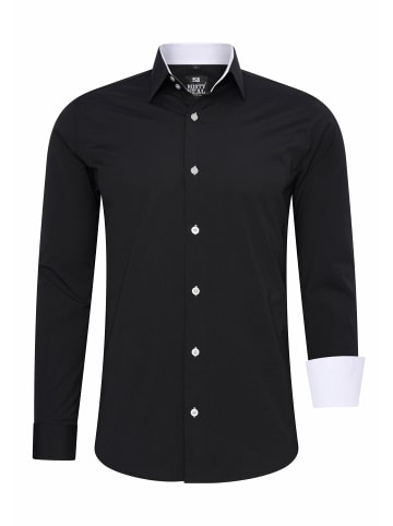 Rusty Neal Business Hemd Slim Fit Premium Cotton-Stretch in Schwarz / Weiß