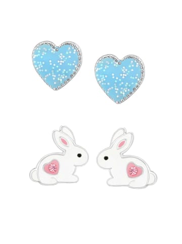 schmuck23 Ohrstecker Set Hase und Herz 925 Silber