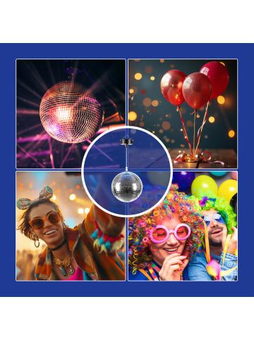 relaxdays Discokugel in Silber/ Schwarz – Ø 20 cm