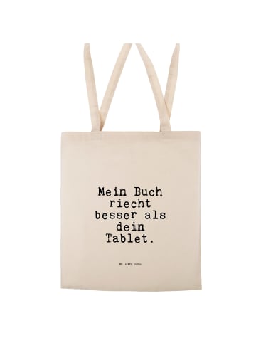 Mr. & Mrs. Panda Tragetasche Baumwolle Mein Buch riecht besser..... in Creme