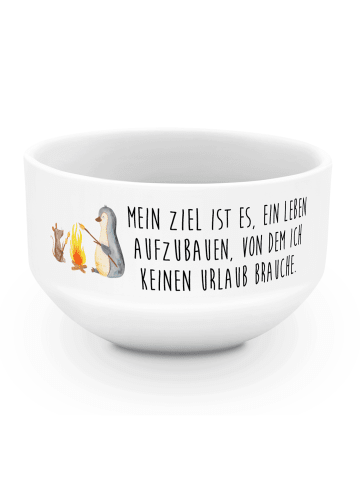 Mr. & Mrs. Panda schale Pinguin Lagerfeuer mit Spruch in Weiß