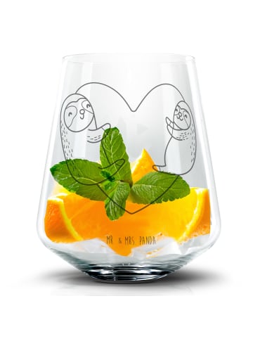 Mr. & Mrs. Panda Blümchentail Glas Faultiere Herz ohne Spruch in Transparent
