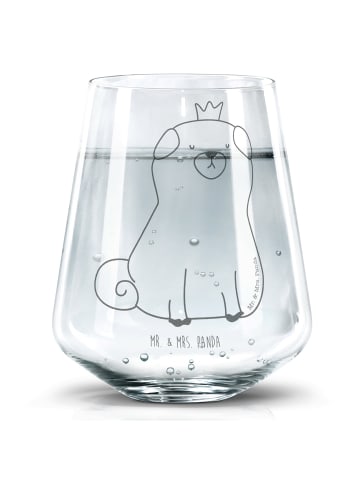 Mr. & Mrs. Panda Trinkglas Mops Krone ohne Spruch in Transparent