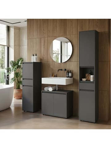 KADIMA DESIGN Badmöbel Set 4-tlg. Badschrank Unterschrank Midischrank in Graphit