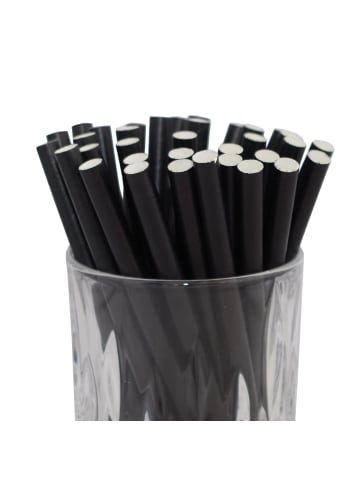 LUXENTU 100er Set Papier-Trinkhalme Cocktail 15 cm in Schwarz