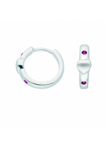 Adeliás Damen 925 Silber Ohrringe / Creolen Herz mit synthetischer Rubin Ø 13,8 mm in rot