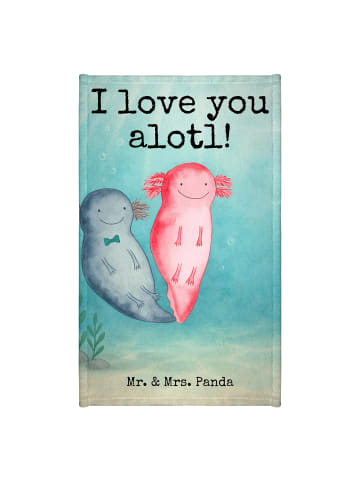 Mr. & Mrs. Panda Handtuch Axolotl Liebe Design mit Spruch in Weiß
